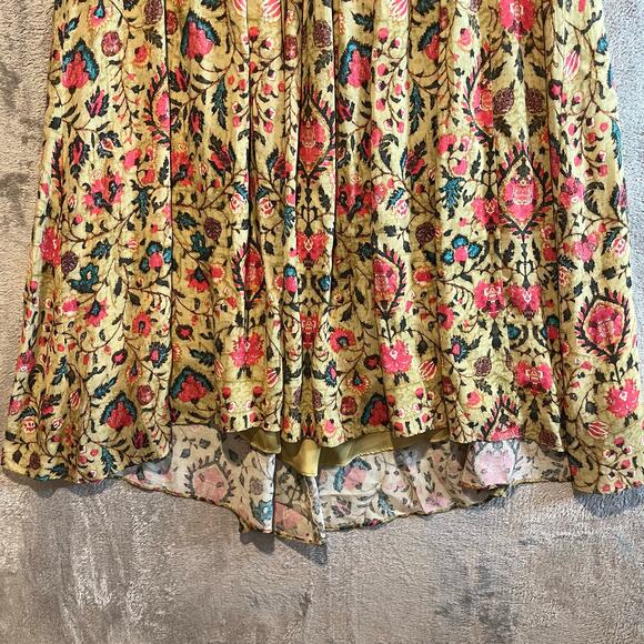 Peruvian Connection Jaipur Maxi Skirt Sz 6 olive green floral Boho Cottage Fairy - Picture 2 of 7
